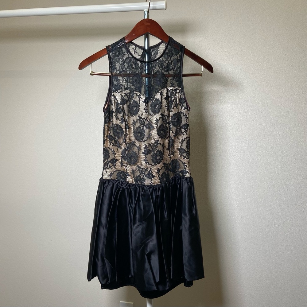 Gunne Sax Black Lace Mini Dress Size 6 Vintage